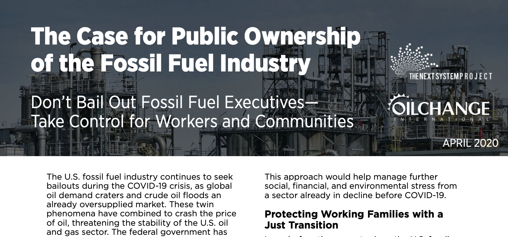 Discussion Paper: The Case for Public Ownership of the Fossil Fuel Industry