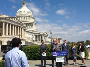 Oil Change International Executive Director Steve Kretzmann joins Rep. Sarbanes (D-MD), left, and other environmental leaders to support the Government by the People Act