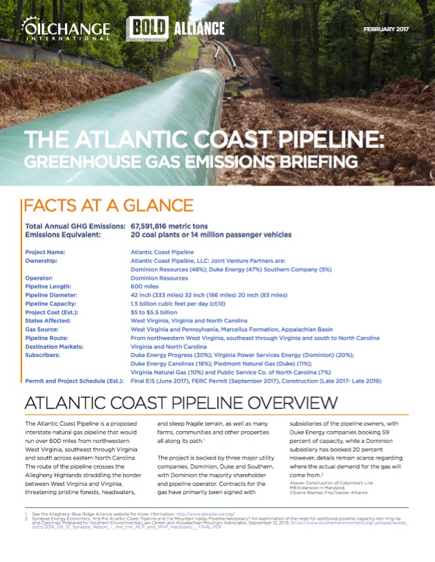 The Atlantic Coast Pipeline: Greenhouse Gas Emissions Briefing