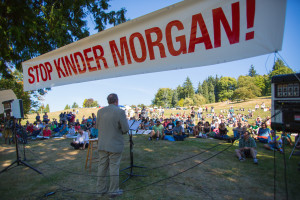 Burnaby Mayor Derek Corrigan addresses the crowd, at the STOP KINDER MORGAN protest rally, on Burnaby Mountain Park.