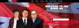 Screen-grab of Rebel UK website showing Tommy Robinson (middle) with Ezra Levant (right)