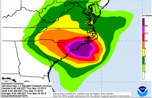 C: National Hurricane Center - predicted rainfall from Florence