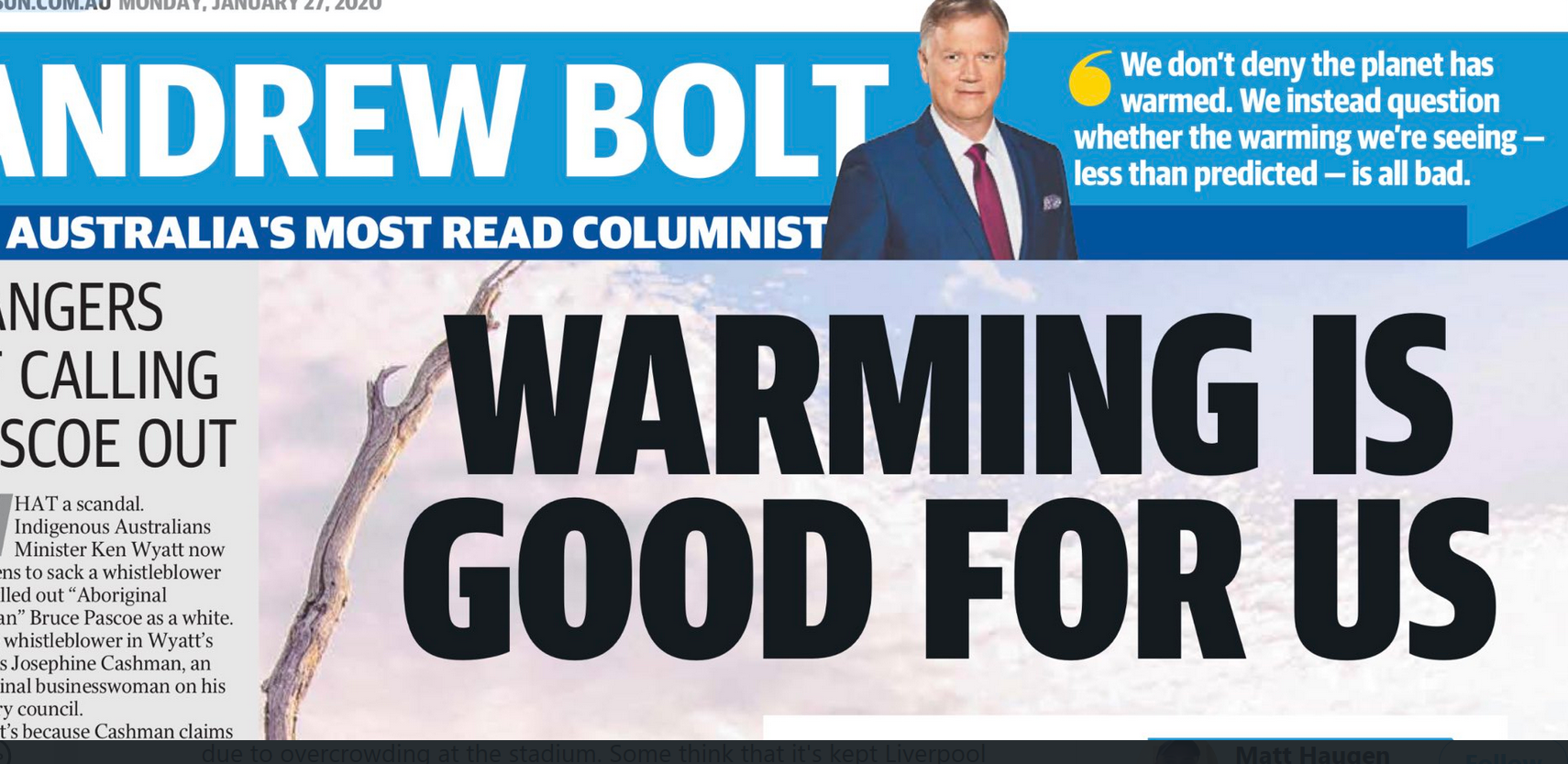 Denial to the Death: In Australia, Newspaper Headlines Tout “Warming Is Good For Us”