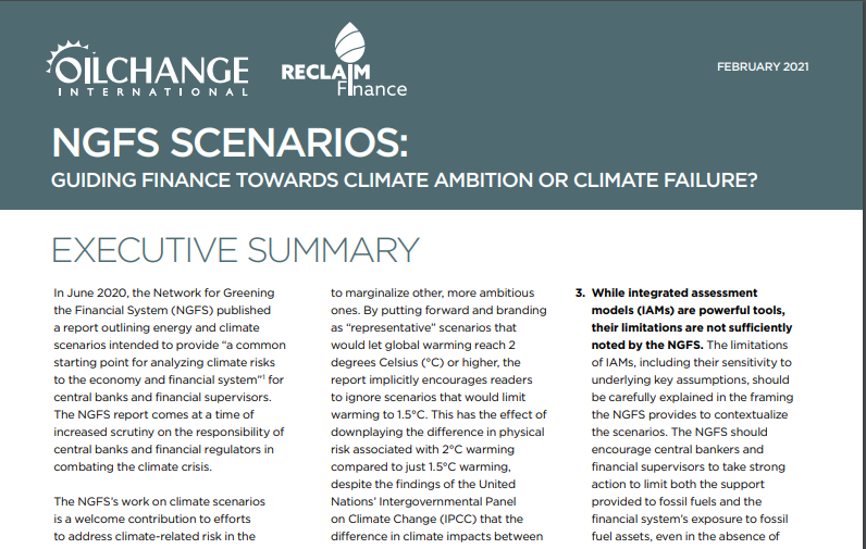 Report: the Network for Greening the Financial System (NGFS) must revise its climate scenarios to drive decarbonization in the financial sector