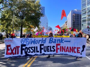 Stop Funding Fossils rally at 2022 World Bank Annual meetings