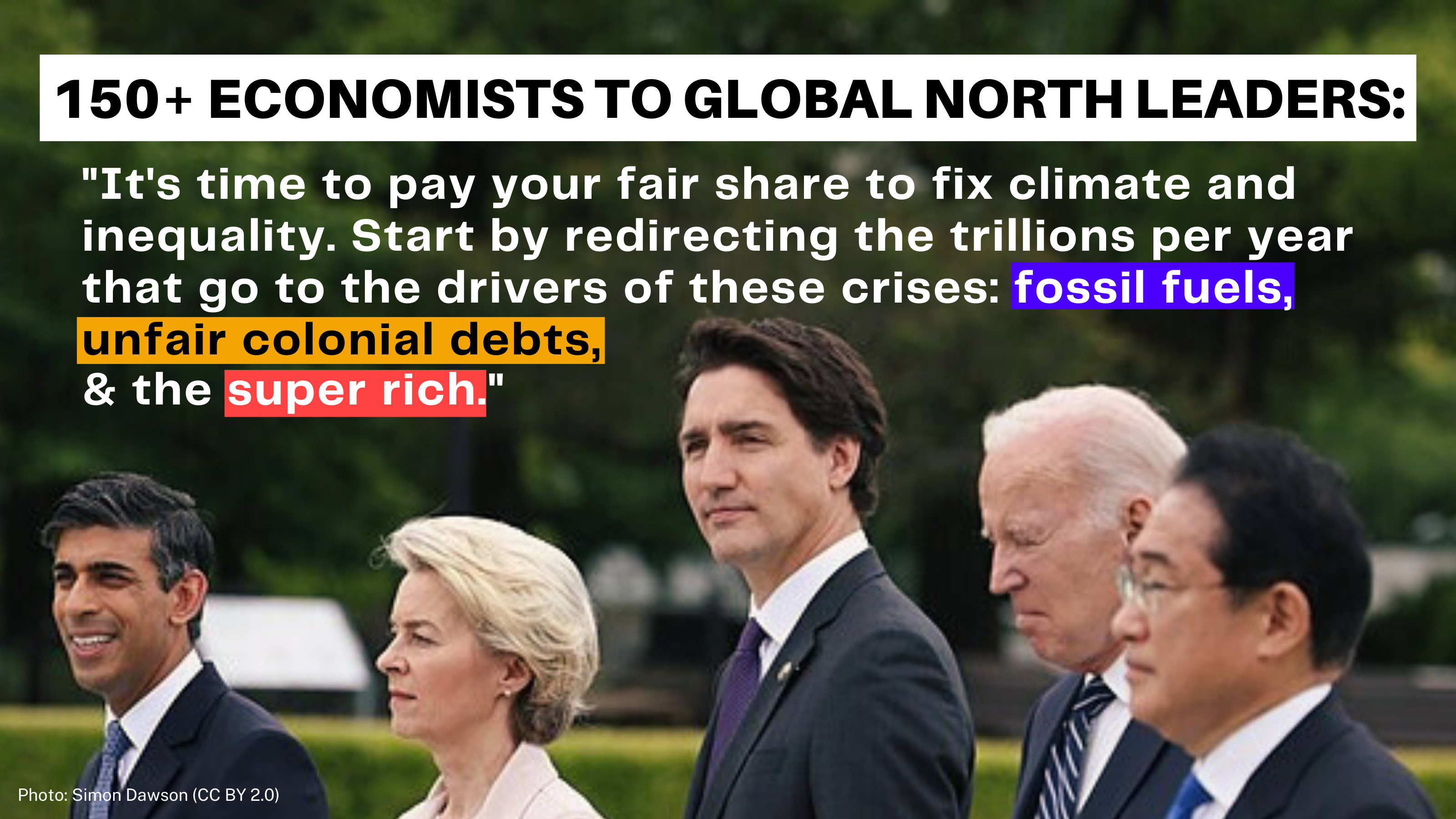 Letter: Global North leaders must redirect trillions from fossils, debt, and the 1% to address global crises